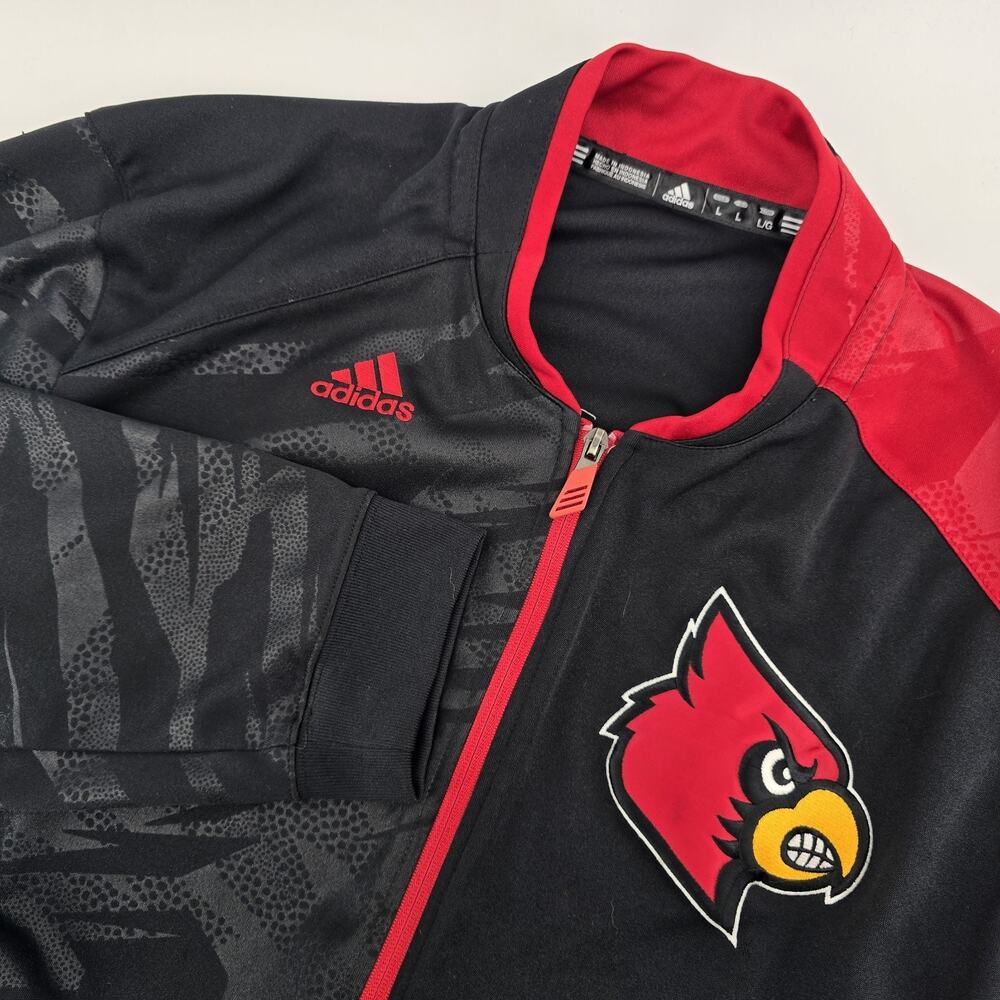 Louisville Cardinals Jacket Men L Black Red Adidas Adizero Basketball NCAA L